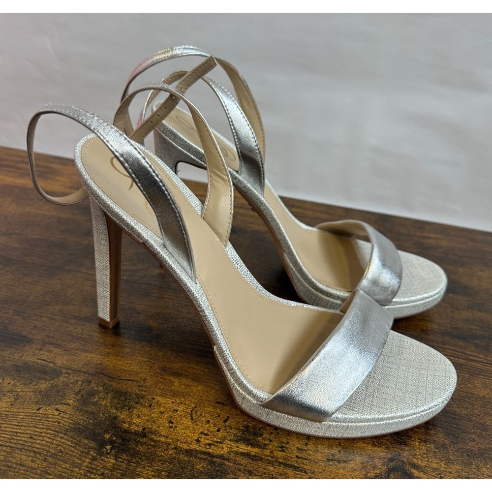 Sam Edelman Leather Jade Silver Metallic Platform Stiletto Pumps Size 11 M Heels - Picture 3 of 16